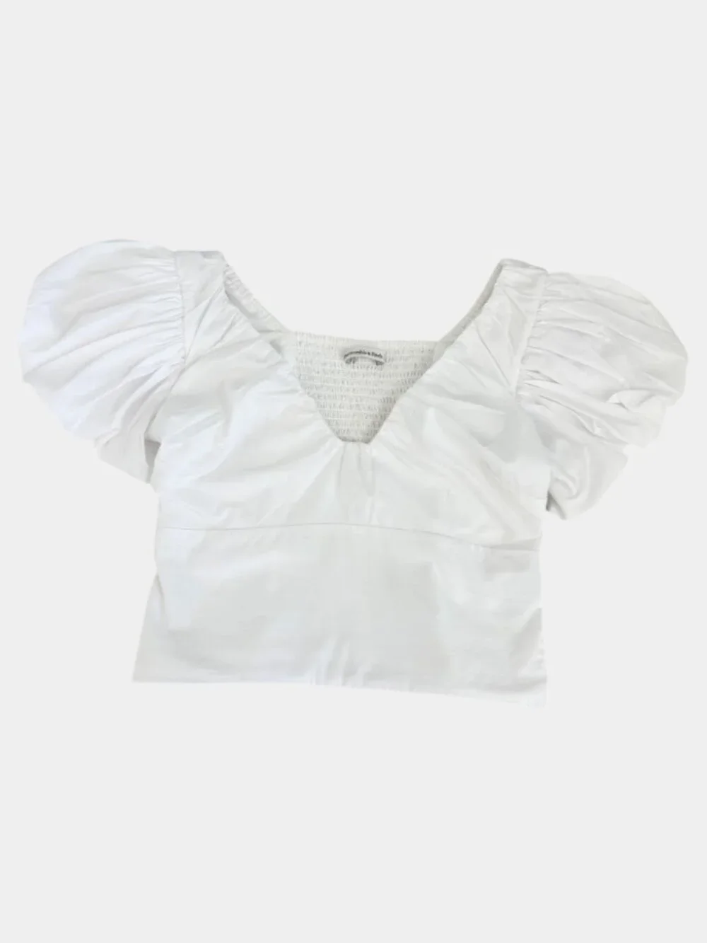 Abercrombie & Fitch Puff Sleeve Crop Top White Cottagecore Size M